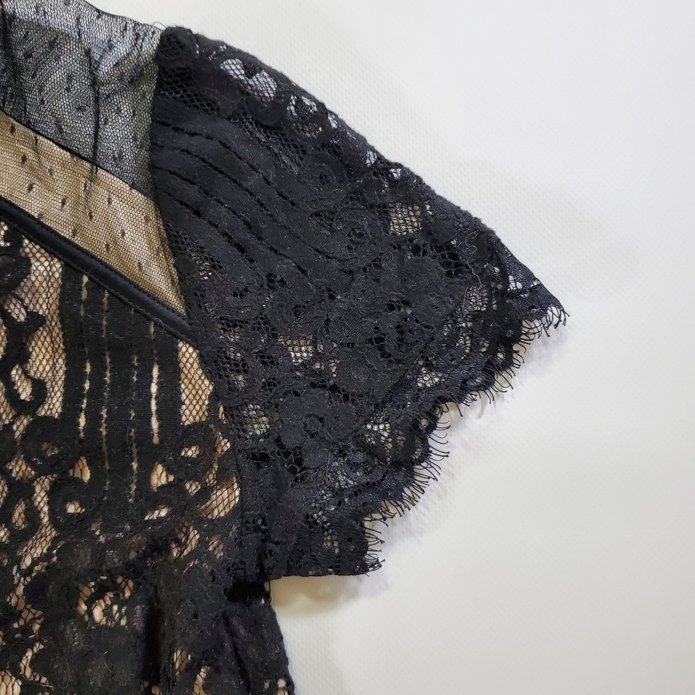 2456 * Express Black Lace Top Blouse Bohemian Hippie Chic Elegant Size S - Picture 5 of 8